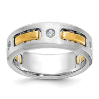 10ktt IBGoodman Men's Polished Satin & Cut-Out 3-Stone Diamond Ring-B63291