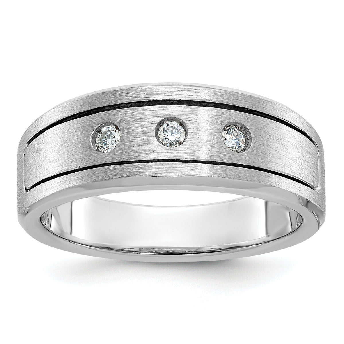 14k WG IBGoodman Men's Polished/Satin/Antiqued Diamond Complete Ring-B63306