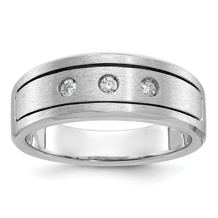 14k WG IBGoodman Men's Polished/Satin/Antiqued Diamond Complete Ring-B63306