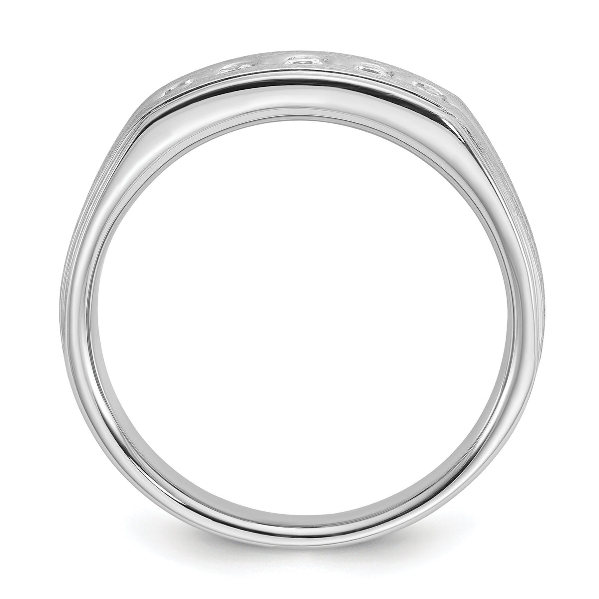 14kw IBGoodman Men's Polished Satin & Grooved Diamond 5-Stone Ring-B63310