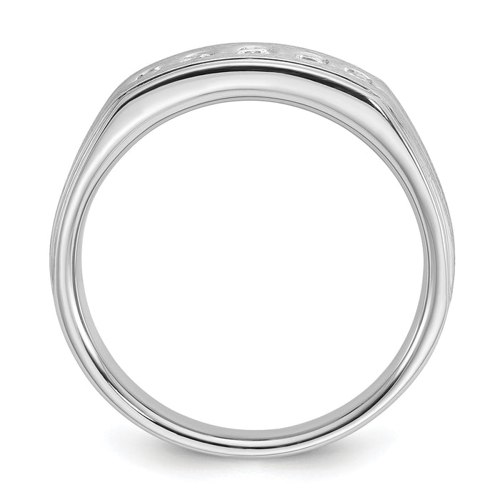 14kw IBGoodman Men's Polished Satin & Grooved Diamond 5-Stone Ring-B63310