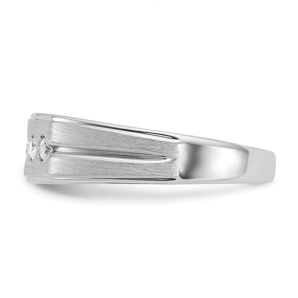 IBGoodman 14k White Gold Men's Polished Satin and Grooved 1/4 Carat AA ...