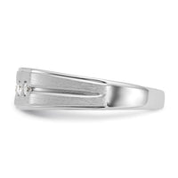 IBGoodman 14k White Gold Men's Polished Satin and Grooved 1/4 Carat AA Quality Diamond 5-Stone Ring-B63310-4WAA