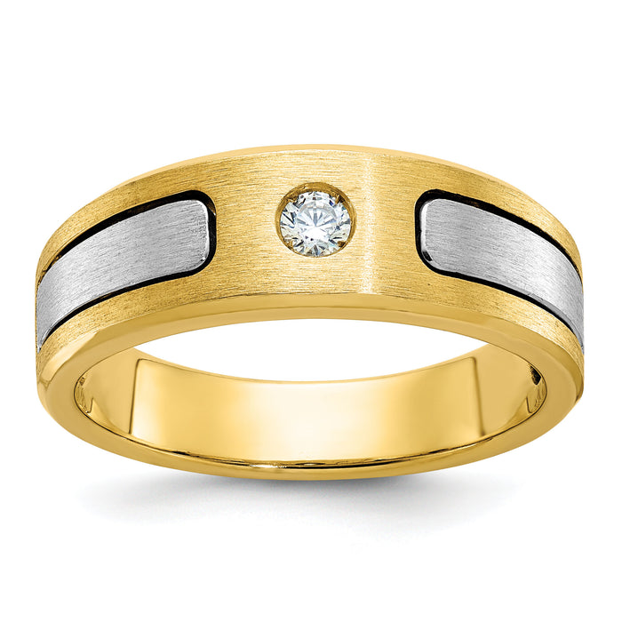 10k Two-tone IBGoodman Men's Polished and Satin Diamond Ring Mounting-B63320