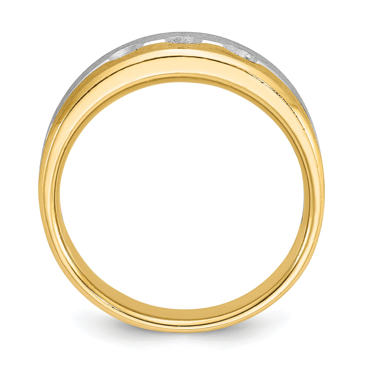 14k Two-tone IBGoodman Men's Polished and Satin Diamond Complete Ring-B63322