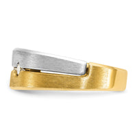 14k Two-tone IBGoodman Men's Polished and Satin Diamond Complete Ring-B63322