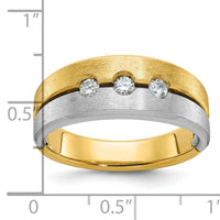 14k Two-tone IBGoodman Men's Polished and Satin Diamond Complete Ring-B63322