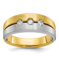 14k Two-tone IBGoodman Men's Polished and Satin Diamond Complete Ring-B63322