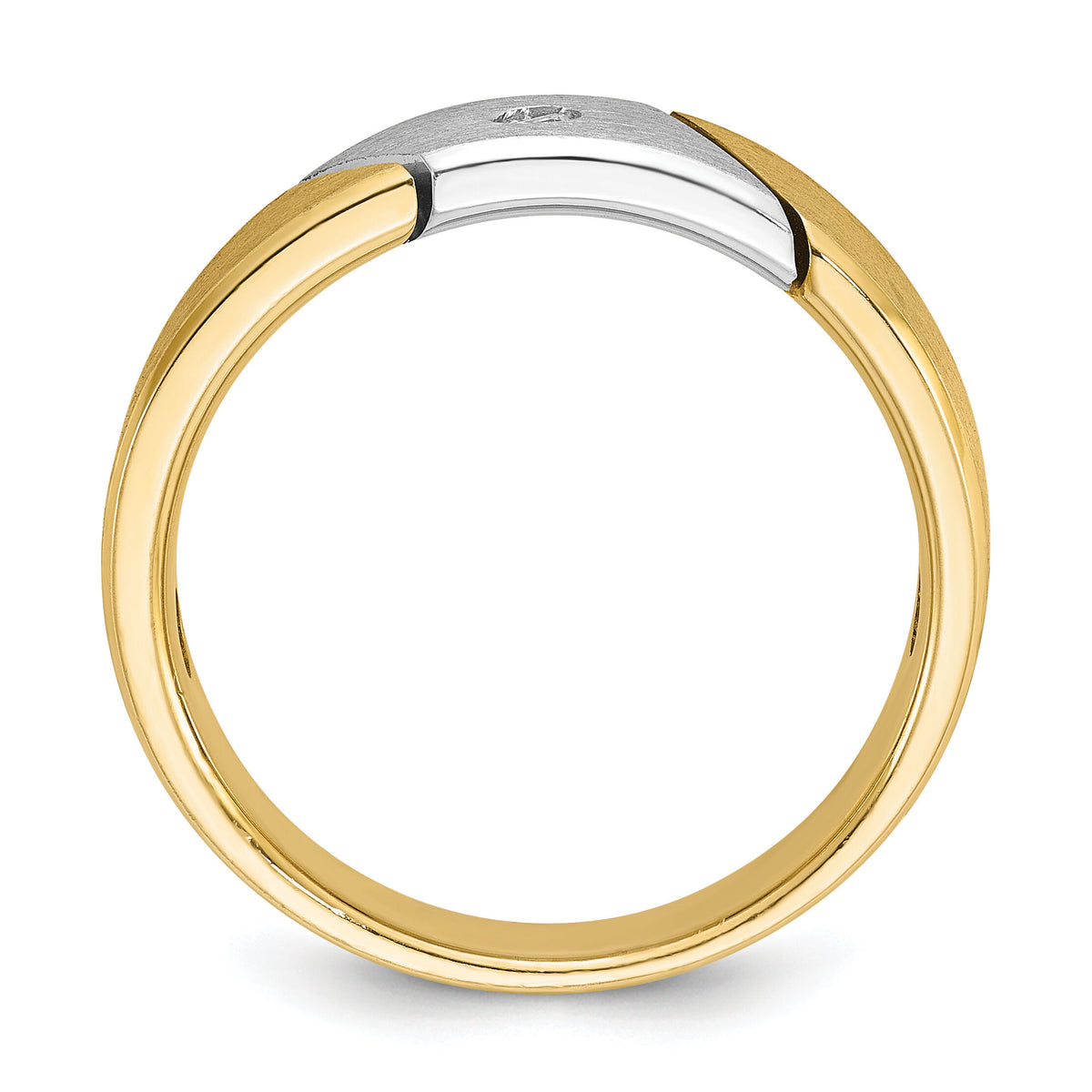 14k Two-tone IBGoodman Men's Polished and Satin Diamond Complete Ring-B63360
