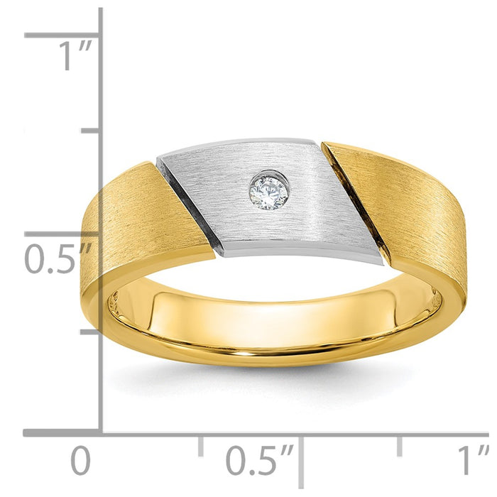 14k Two-tone IBGoodman Men's Polished and Satin 1/20 carat Diamond Complete Ring-B63360-4YWAA