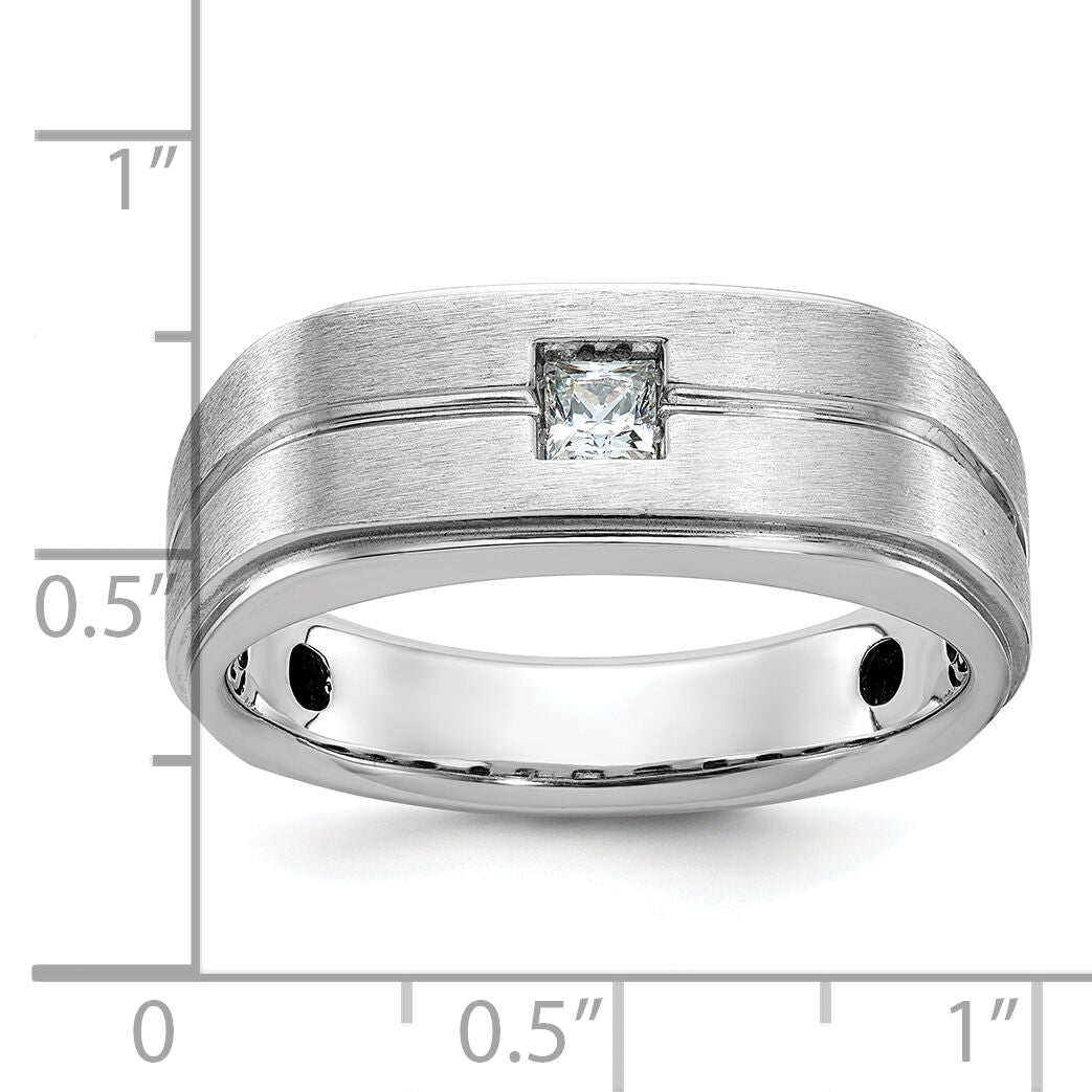 14k White Gold IBGoodman Men's Polished/Satin Diamond Complete Ring-B63366