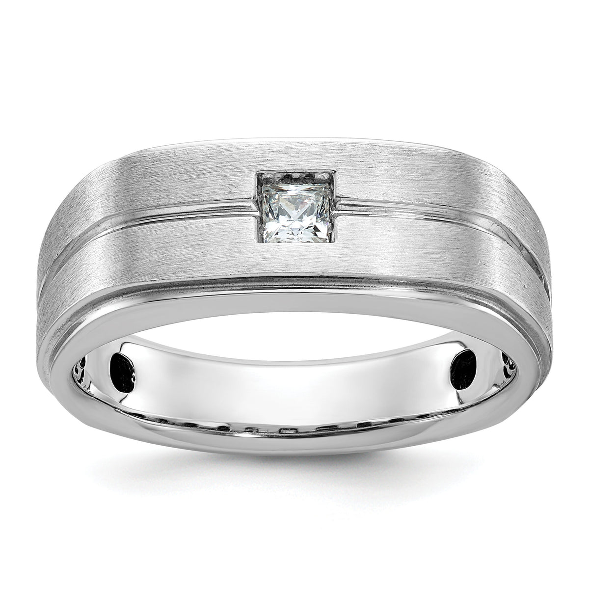 14k White Gold IBGoodman Men's Polished/Satin Diamond Complete Ring-B63366