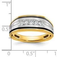 14ktt w/ Black RH IBGoodman Men's Polished & Satin Diamond Ring-B63387