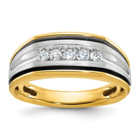 14ktt w/ Black RH IBGoodman Men's Polished & Satin Diamond Ring-B63387