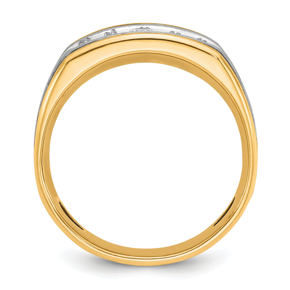 10ktt IBGoodman Men's Polished Satin & Grooved 5-Stone Ring Mounting-B63388