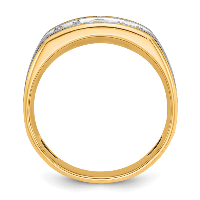 10ktt IBGoodman Men's Polished Satin & Grooved 5-Stone Ring Mounting-B63388