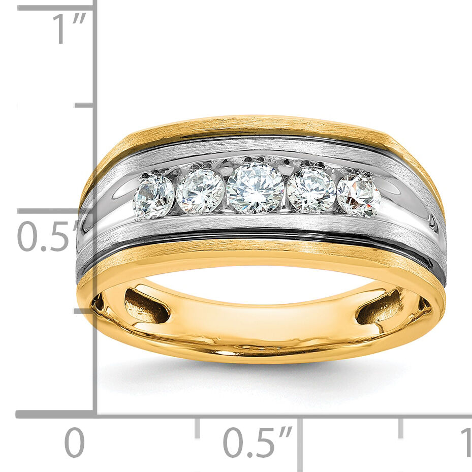 10ktt IBGoodman Men's Polished Satin & Grooved 5-Stone Ring Mounting-B63388