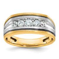 10ktt IBGoodman Men's Polished Satin & Grooved 5-Stone Ring Mounting-B63388