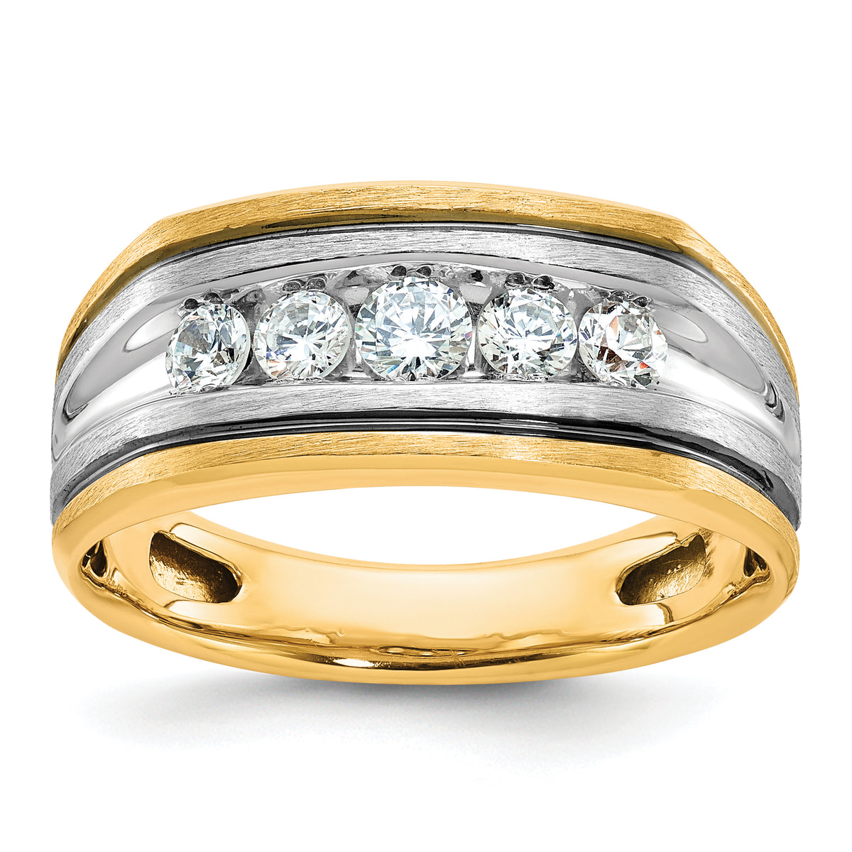 10ktt IBGoodman Men's Polished Satin & Grooved 5-Stone Ring Mounting-B63388-0YW