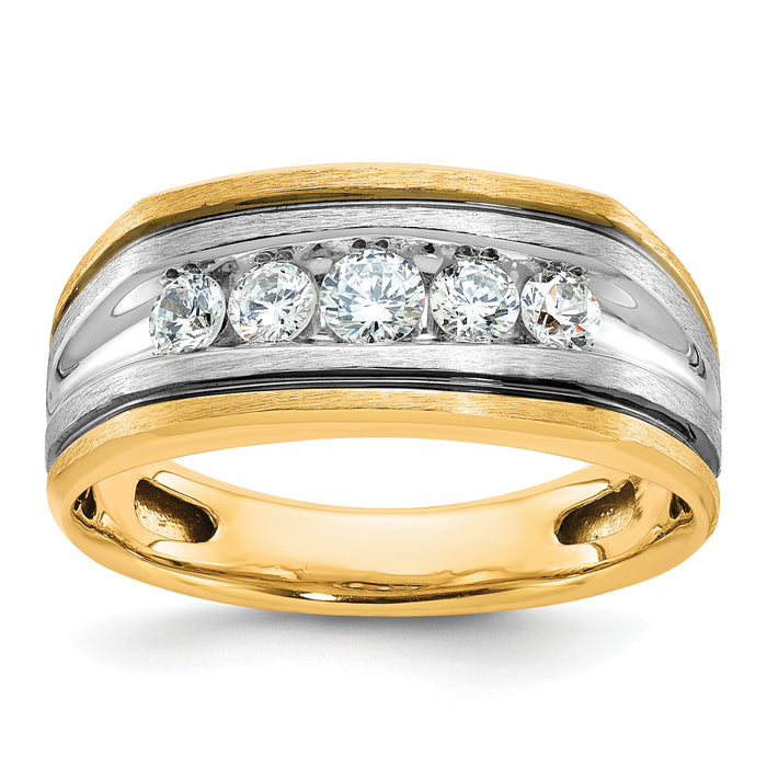 10ktt IBGoodman Men's Polished Satin & Grooved 5-Stone Ring Mounting-B63388-0YW