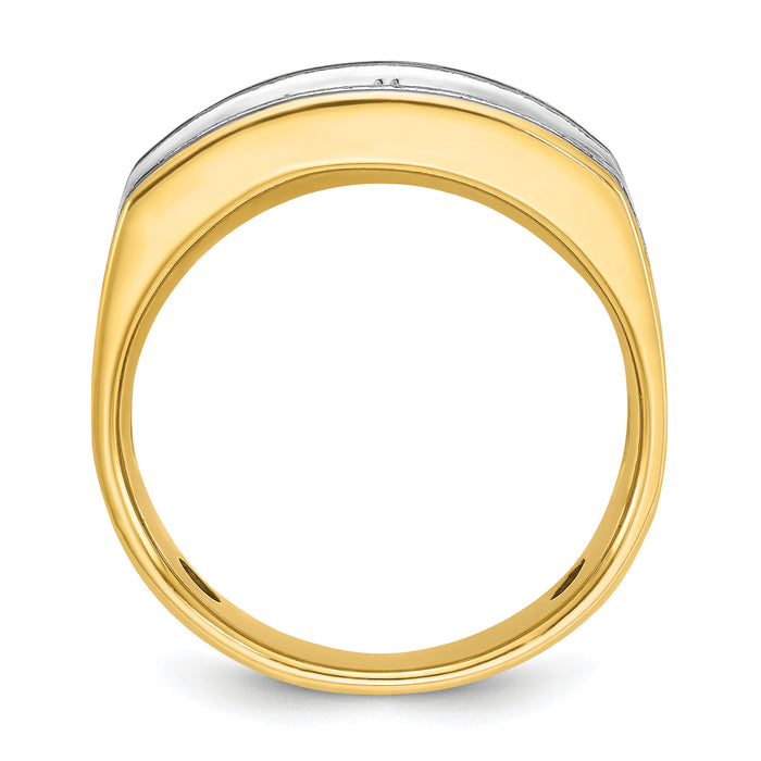 14k Two-tone w/ Blk RH 1 ct Lab Grown Dia VS/SI+ G+ 5 Stone Comp Men's Ring-B63389