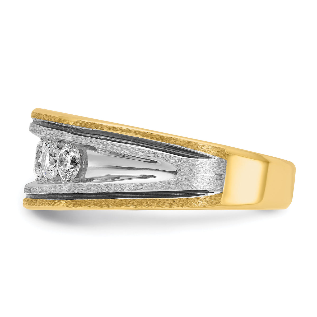 14k Two-tone w/ Blk RH 1 ct Lab Grown Dia VS/SI+ G+ 5 Stone Comp Men's Ring-B63389