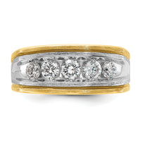 14k Two-tone w/ Blk RH 1 ct Lab Grown Dia VS/SI+ G+ 5 Stone Comp Men's Ring-B63389
