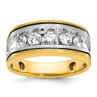 14k Two-tone w/ Blk RH 1 ct Lab Grown Dia VS/SI+ G+ 5 Stone Comp Men's Ring-B63389