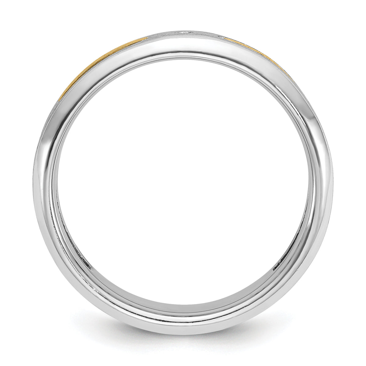 14k Two-tone IBGoodman Men's Polished and Satin Diamond Complete Ring-B63406