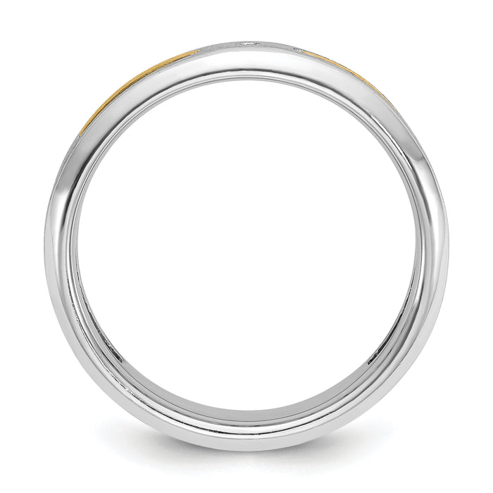 14k Two-tone IBGoodman Men's Polished and Satin Diamond Complete Ring-B63406