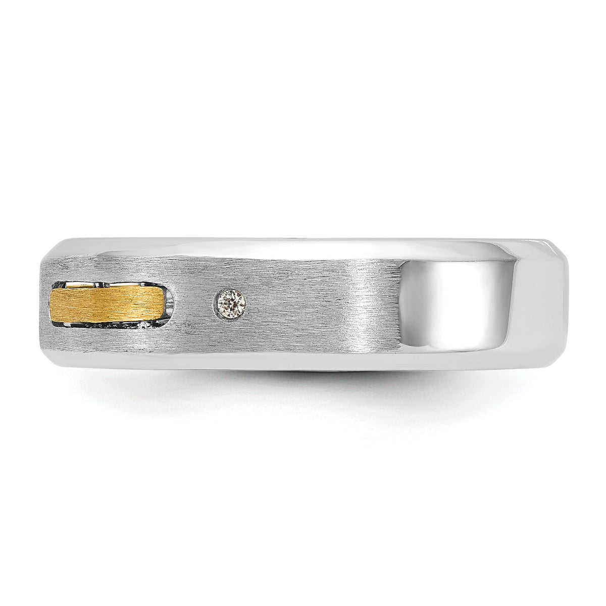 14k Two-tone IBGoodman Men's Polished and Satin Diamond Complete Ring-B63406