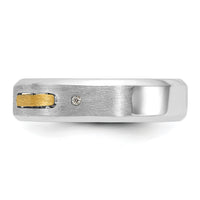 14k Two-tone IBGoodman Men's Polished and Satin Diamond Complete Ring-B63406
