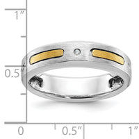 14k Two-tone IBGoodman Men's Polished and Satin Diamond Complete Ring-B63406