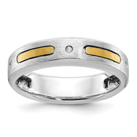 14k Two-tone IBGoodman Men's Polished and Satin Diamond Complete Ring-B63406