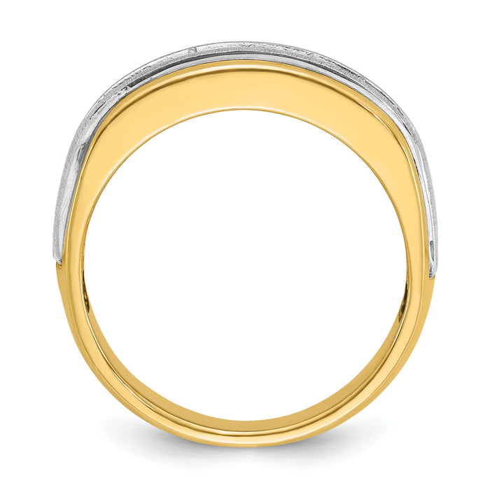14k Two-tone IBGoodman Men's Polished & Satin 7-Stone Diamond Ring-B63411