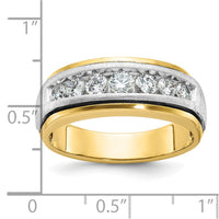 IBGoodman 14k Two-tone Men's Polished Satin and Grooved 7-Stone 3/4 Carat AA Quality Diamond Ring-B63411-4YWAA