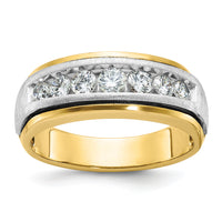 14k Two-tone IBGoodman Men's Polished & Satin 7-Stone Diamond Ring-B63411
