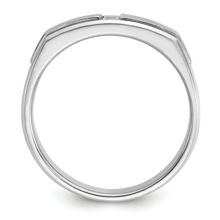 14kw IBGoodman Men's Polished Satin & Antiqued Diamond Ring-B63418