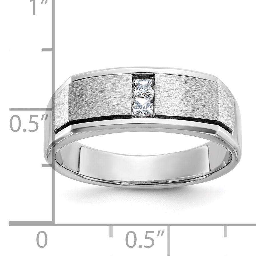 14kw IBGoodman Men's Polished Satin & Antiqued Diamond Ring-B63418