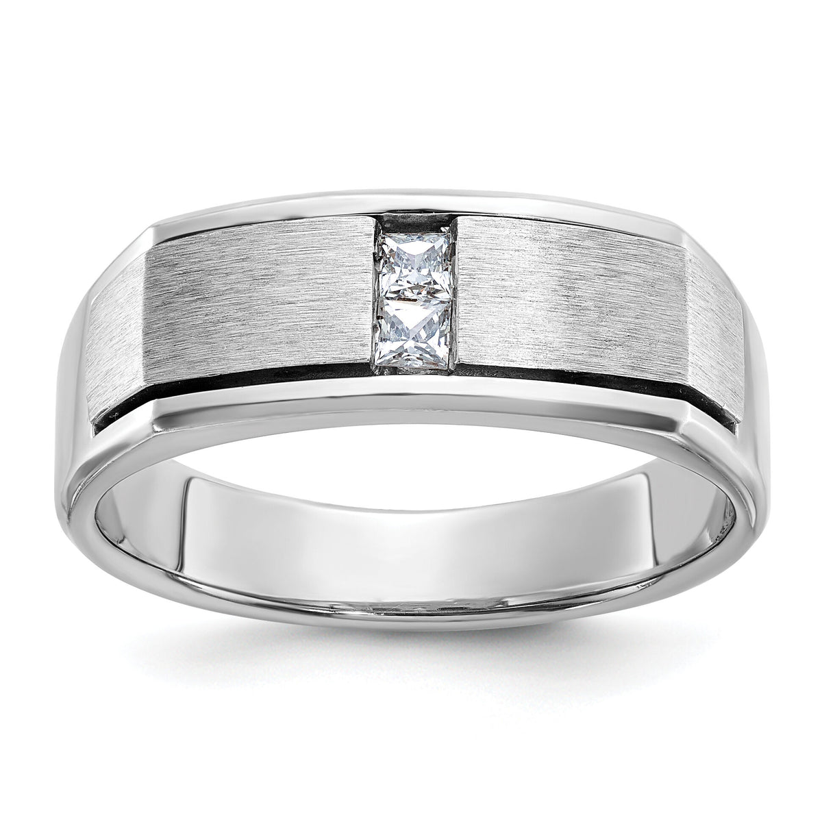 14kw IBGoodman Men's Polished Satin & Antiqued Diamond Ring-B63418