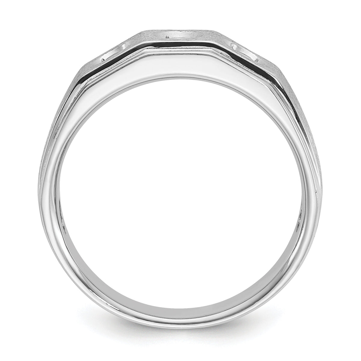 14k White Gold IBGoodman Men's Polished/Satin Diamond Complete Ring-B63420