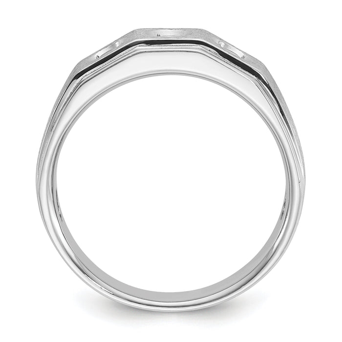 14k White Gold IBGoodman Men's Polished/Satin Diamond Complete Ring-B63420
