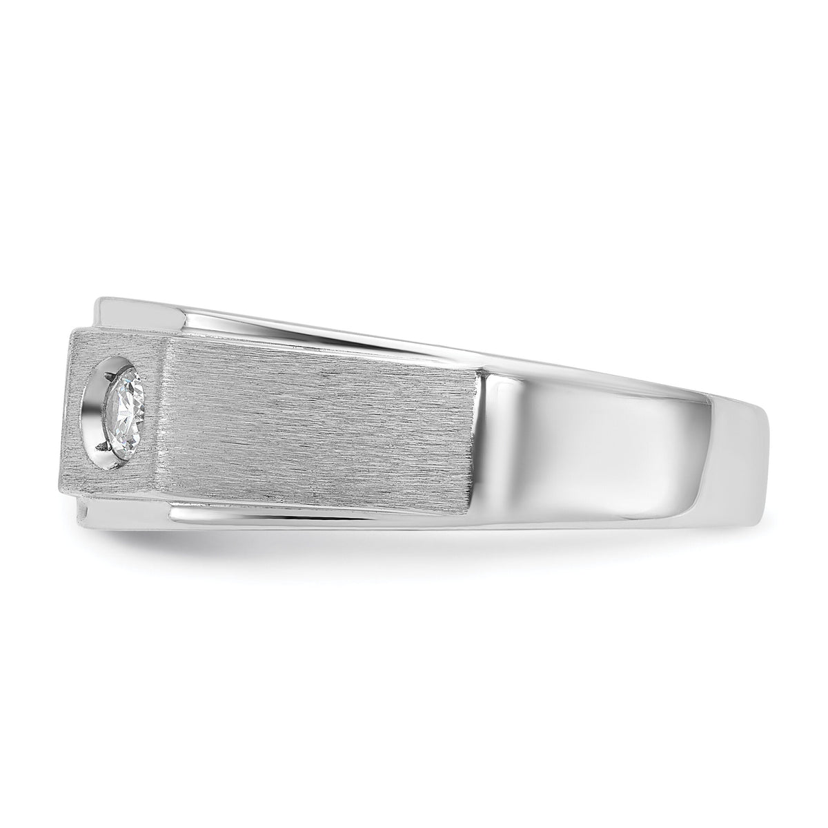14k White Gold IBGoodman Men's Polished/Satin Diamond Complete Ring-B63420