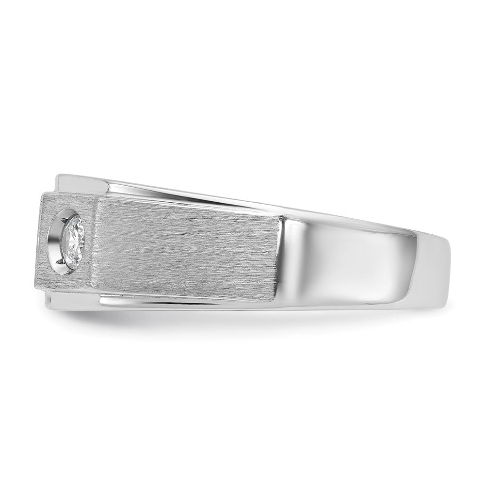 14k White Gold IBGoodman Men's Polished and Satin 3/8 carat Diamond Complete Ring-B63420-4WAA