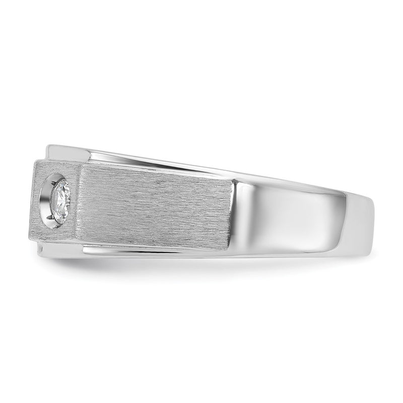 14k White Gold IBGoodman Men's Polished and Satin 3/8 carat Diamond Complete Ring-B63420-4WAA