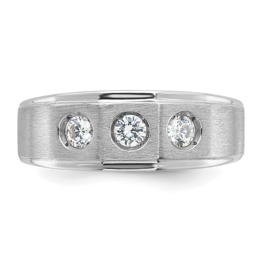 14k White Gold IBGoodman Men's Polished and Satin 3/8 carat Diamond Complete Ring-B63420-4WAA