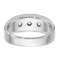 14k White Gold IBGoodman Men's Polished and Satin 3/8 carat Diamond Complete Ring-B63420-4WAA