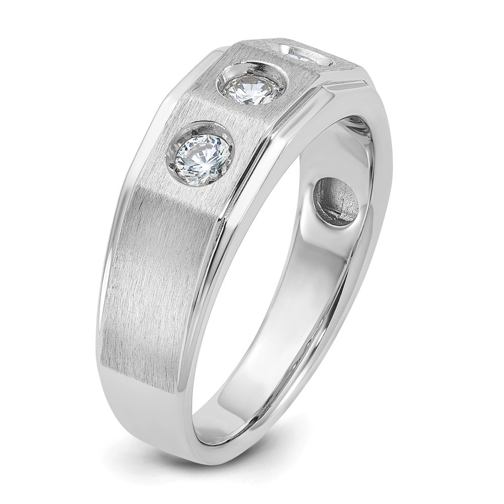 14k White Gold IBGoodman Men's Polished and Satin 3/8 carat Diamond Complete Ring-B63420-4WAA