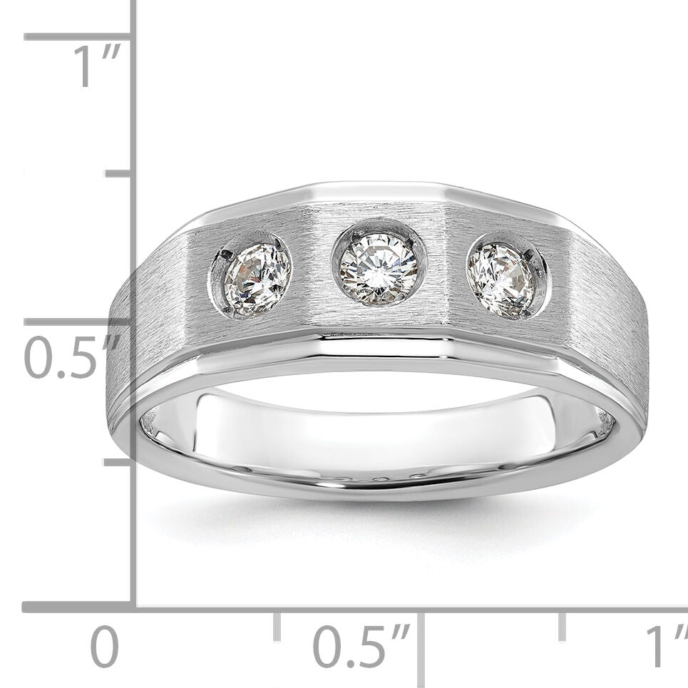 14k White Gold IBGoodman Men's Polished/Satin Diamond Complete Ring-B63420