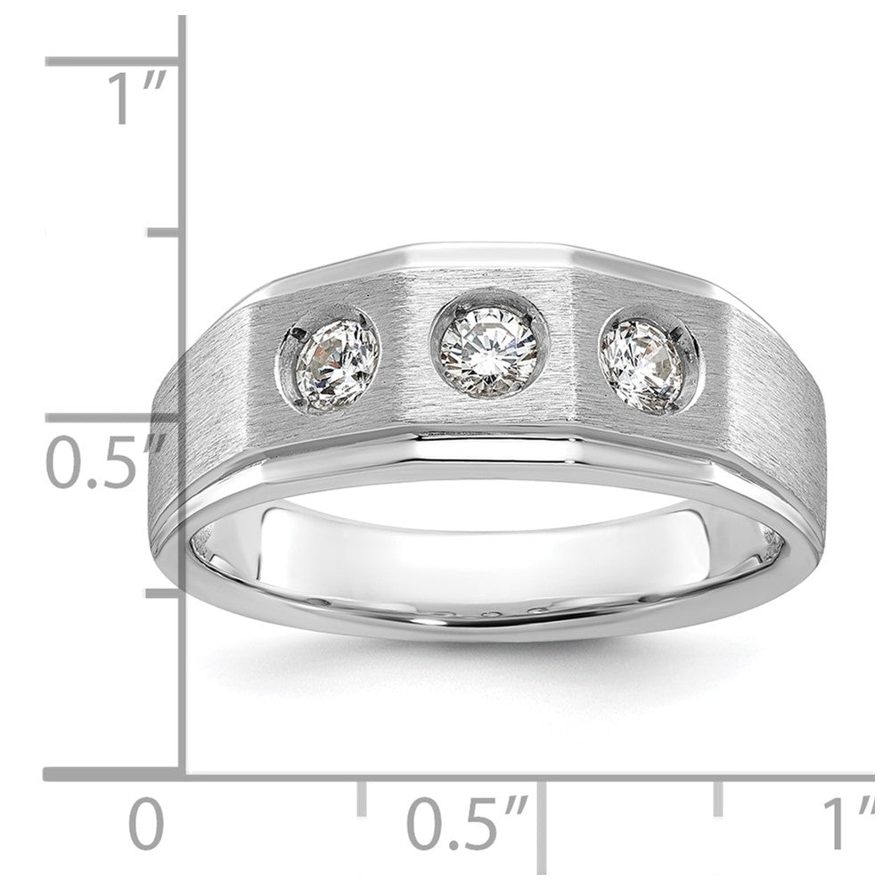 14k White Gold IBGoodman Men's Polished and Satin 3/8 carat Diamond Complete Ring-B63420-4WAA